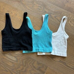 Urban Outfitters Ribbed Tank Tops - White, Teal, and Black